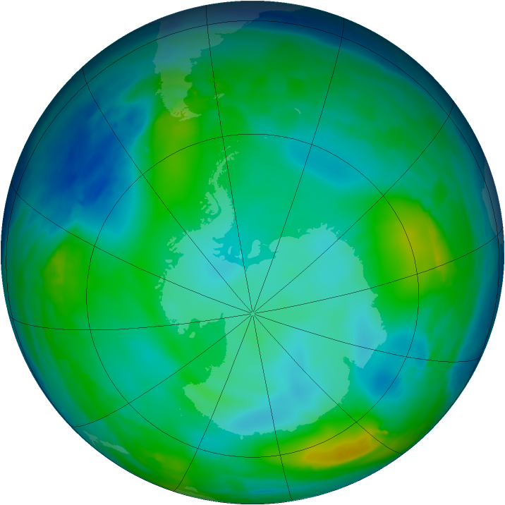 Antarctic ozone map for 13 June 2008